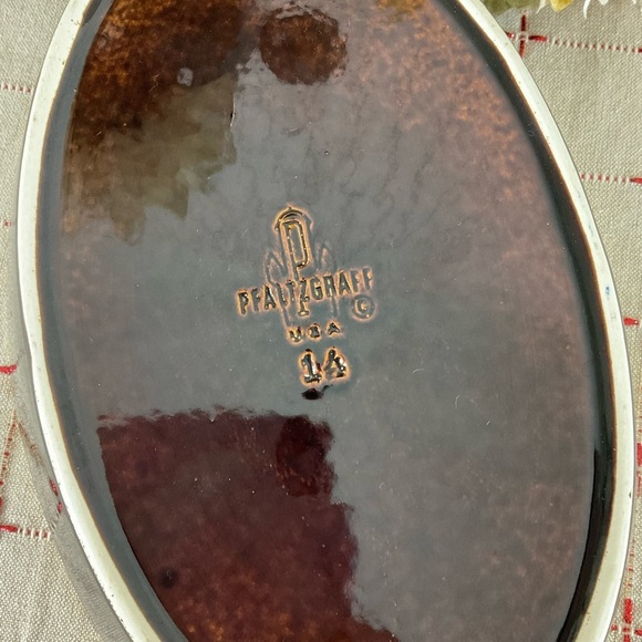 Vintage Pfaltzgraff Gourmet Brown Drip Oval Divided Vegetable Dish / Bowl - Picture 4 of 6
